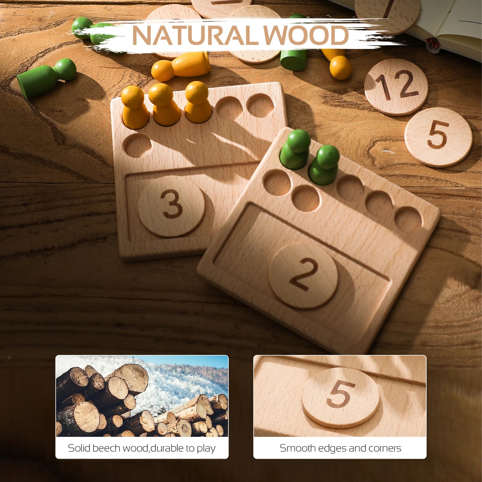 Number Counting Wooden Board