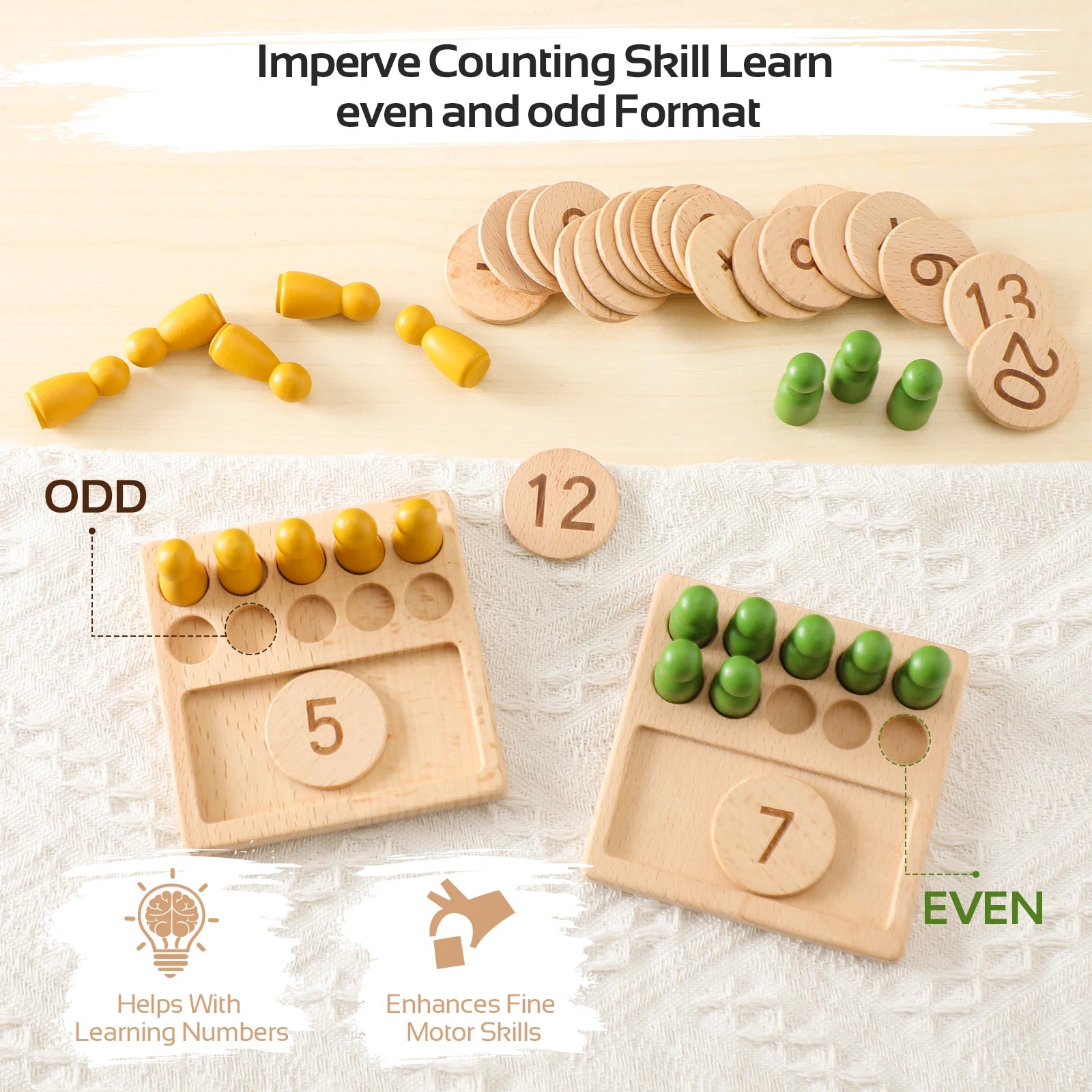 Number Counting Wooden Board